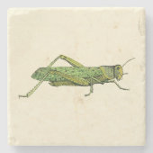 Gecombineerde afdruk van groene sprinkhaan stenen onderzetter (Voorkant)