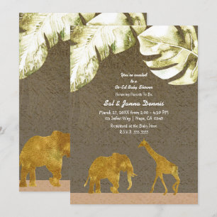 Gecombineerde baby shower Goud Safari Jungle Diere Kaart