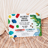 Gecombineerde Dinosaur & Bouwstenen Verjaardag voo Kaart