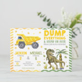 Gecombineerde dinosaurus- en bouwerk-feestdag voor kaart (Staand voorkant)