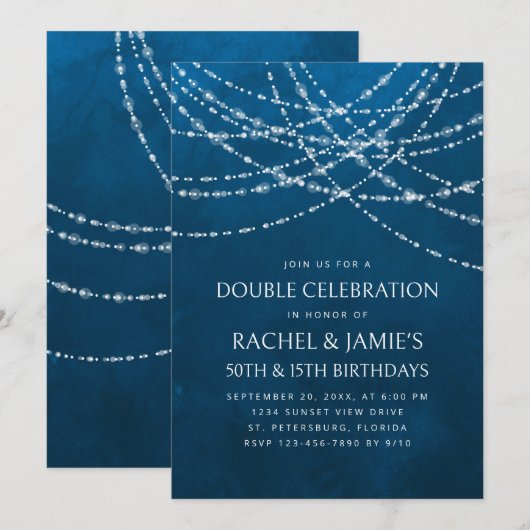 Gecombineerde dubbele slingerlichten Blauwe heren  Kaart (Voorkant / Achterkant)