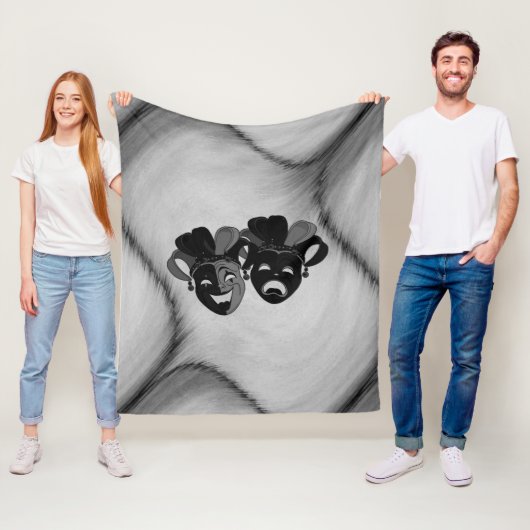 Gecombineerde en tragische theater jester maskers  fleece deken (In situ)