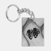 Gecombineerde en tragische theater jester maskers  sleutelhanger (Voorkant Links)