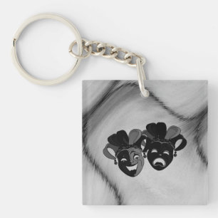 Gecombineerde en tragische theater jester maskers  sleutelhanger