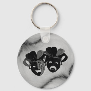 Gecombineerde en tragische theater jester maskers sleutelhanger