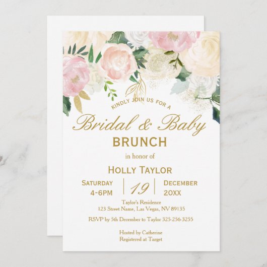 Gecombineerde ideeën over Baby shower en Vrijgezel Kaart (Voorkant / Achterkant)