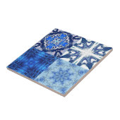 Gecombineerde set blauwe witte, geometrische abstr tegeltje (Zijkant)