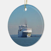 Gecombineerde veerboot en containerschip keramisch ornament (Links)