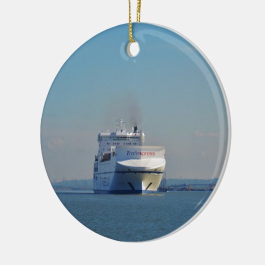 Gecombineerde veerboot en containerschip keramisch ornament (Links)