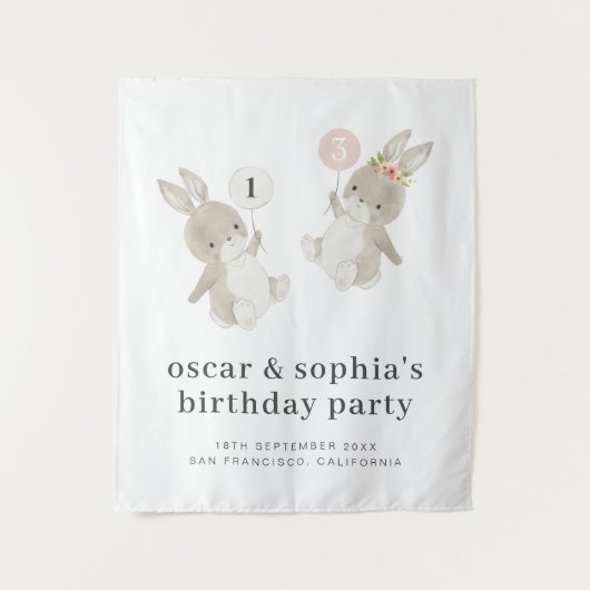 Gecombineerde verjaardagsuitnodiging voor jongen e wandkleed (Voorkant)