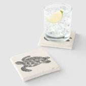  Gecombineerde Zeeen schildpad - Sjabloon van schi Stenen Onderzetter (Zijkant)