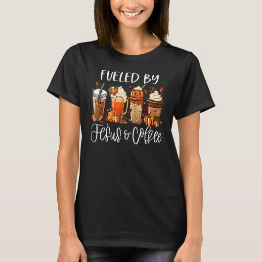 Gecompeerd door Coffee Jesus Caffeine Thanksgiving T-shirt (Voorkant)
