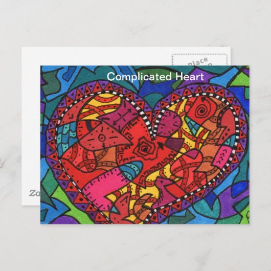Gecompliceerd hart briefkaart (Voorkant / Achterkant)