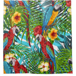 Gecompliceerde achtergrondtropische bossen floraal douchegordijn