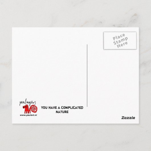 "gecompliceerde natuur " briefkaart (Achterkant)