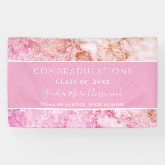 Gecomprimeerde roze Amethyst Crystal Afstuderen Ba Spandoek (Horizontaal)