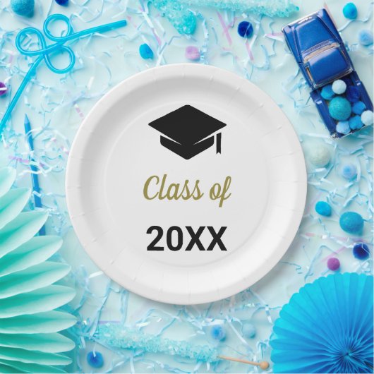 Geconcentreerd Afstudeerder klasse van elk jaar va Papieren Bordje (Feest)