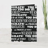 Geconcentreerd afstudeerder zwart-wit kaart (Voorkant)