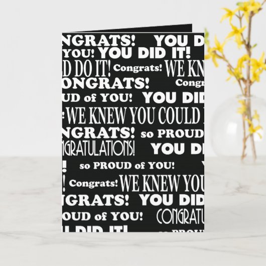 Geconcentreerd afstudeerder zwart-wit kaart (Gele Bloem)