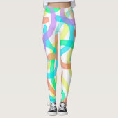 Geconcentreerd gele blauwe rode Abstracte kunstsch Leggings (Voorkant)