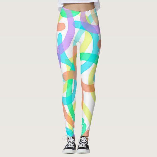 Geconcentreerd gele blauwe rode Abstracte kunstsch Leggings (Voorkant)