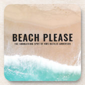 Geconcentreerd strandbekken zomer grappige typogra bier onderzetter (Voorkant)