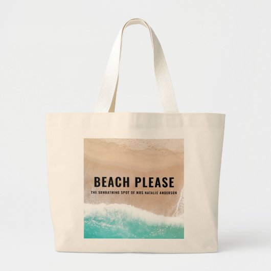 Geconcentreerd strandbekken zomer grappige typogra grote tote bag (Voorkant)