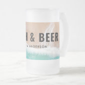 Geconcentreerd strandbekken zomer grappige typogra matglas bierpul (Voorkant rechts)