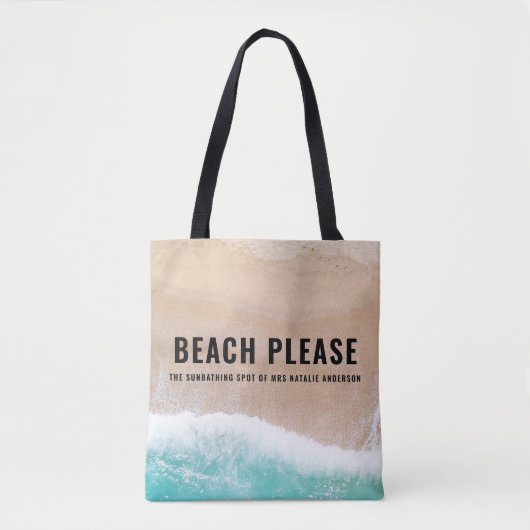 Geconcentreerd strandbekken zomer grappige typogra tote bag (Voorkant)