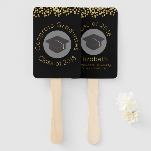 Geconcentreerde graduaten, klasse 2018 w handwaaier (Voorkant en achterkant)