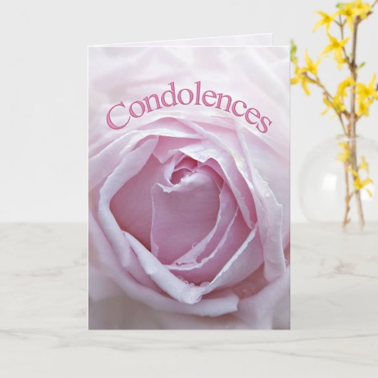 Gecondoleerd, met een roze roos kaart (Gele Bloem)
