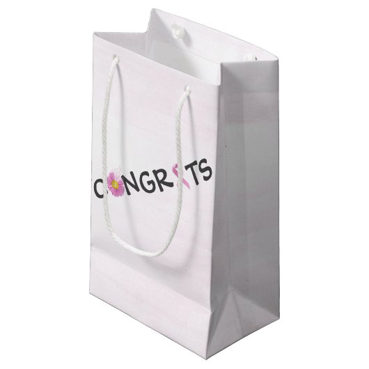 Gecongrates Breast Cancer roze ribbons Klein Cadeauzakje (Voorkant Gekanteld)