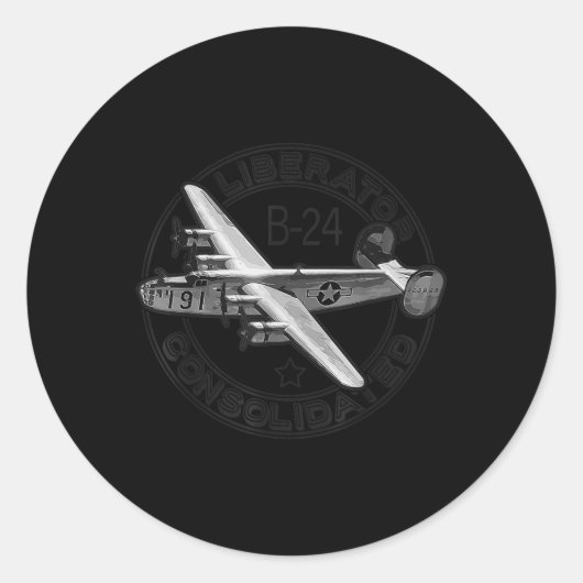 Geconsolideerde B-24 Liberator WW2 Amerikaanse mil Ronde Sticker (Voorkant)
