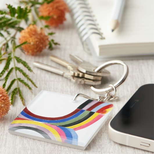 Geconstrueerde regenboog - Verticaal Sleutelhanger (Voorkant Rechts)