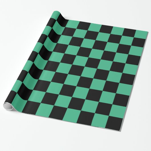 Gecontroleerd Aqua Green en Black Cadeaupapier (Uitgerold)