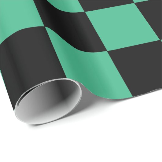 Gecontroleerd Aqua Green en Black Cadeaupapier (Rol Hoek)