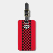 Gecontroleerd Bagagelabel rood monogram (Voorkant verticaal)
