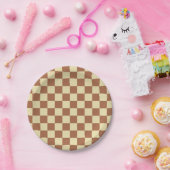 Gecontroleerd beige en bruin papieren bordje (Feest)