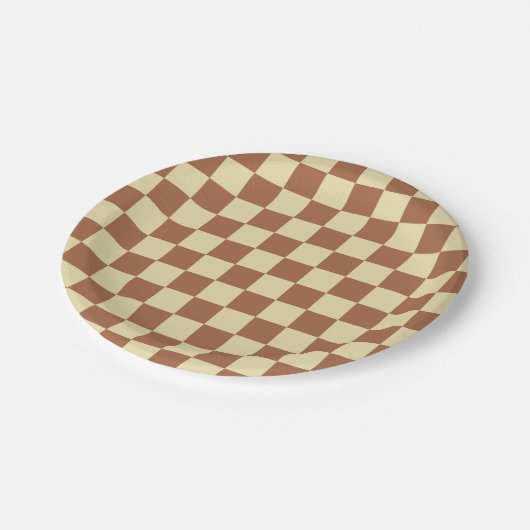 Gecontroleerd beige en bruin papieren bordje (Gekanteld)