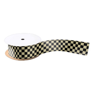 Gecontroleerd beige en zwart satijnen lint