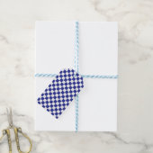 Gecontroleerd blauw en wit cadeaulabel (Met Touw)