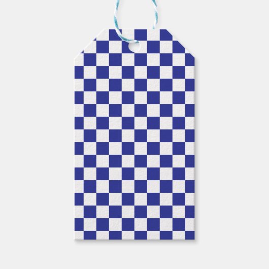 Gecontroleerd blauw en wit cadeaulabel (Voorkant)