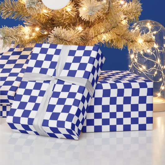Gecontroleerd blauw en wit cadeaupapier (Feestdagen)