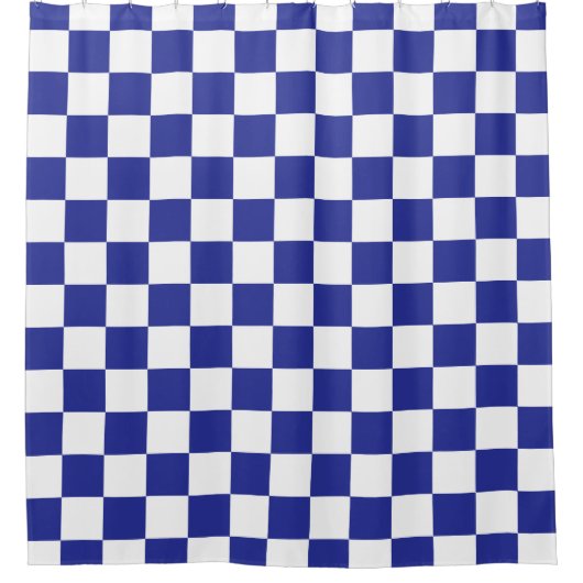 Gecontroleerd blauw en wit douchegordijn (Voorkant)