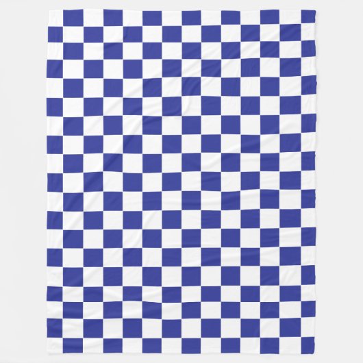 Gecontroleerd blauw en wit fleece deken (Voorkant)