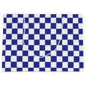 Gecontroleerd blauw en wit groot cadeauzakje (Voorkant)