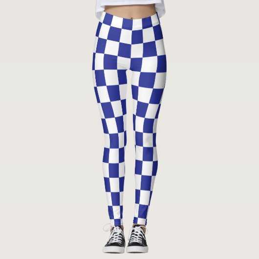 Gecontroleerd blauw en wit leggings (Voorkant)