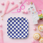 Gecontroleerd blauw en wit papieren bordje (Feest)