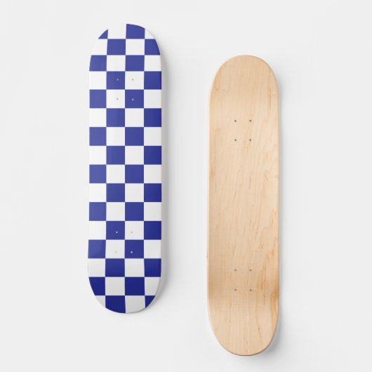 Gecontroleerd blauw en wit persoonlijk skateboard (Voorkant)
