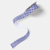 Gecontroleerd blauw en wit satijnen lint (Achterkant)